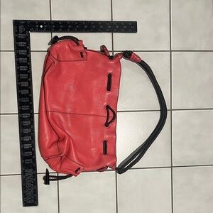 Strawberry Red Leather Shoulder Bag